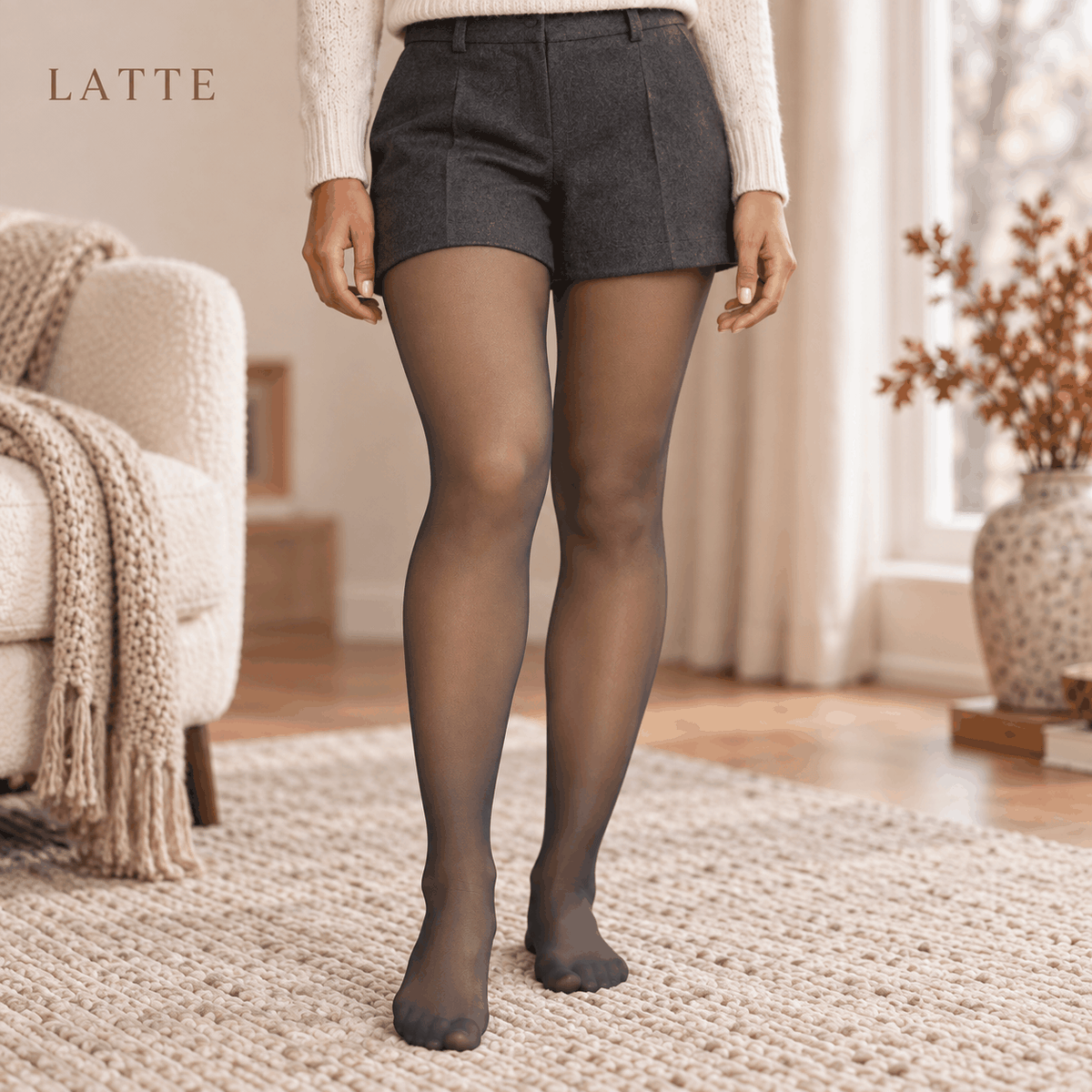 collant voile velyena transparent avec doublure polaire chaleur femme