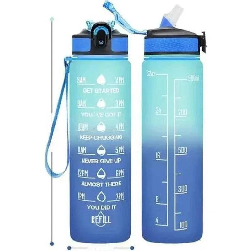 Gourde Everyday VELYENA 1L avec paille anti-fuite et repères de temps
