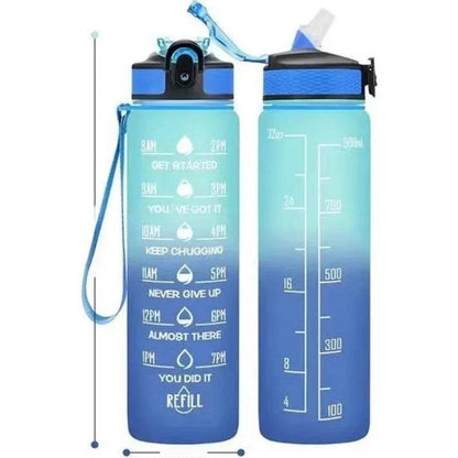 Gourde Everyday VELYENA 1L avec paille anti-fuite et repères de temps