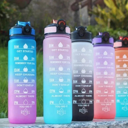 Gourde Everyday VELYENA 1 litre avec paille anti-fuite et repères de temps