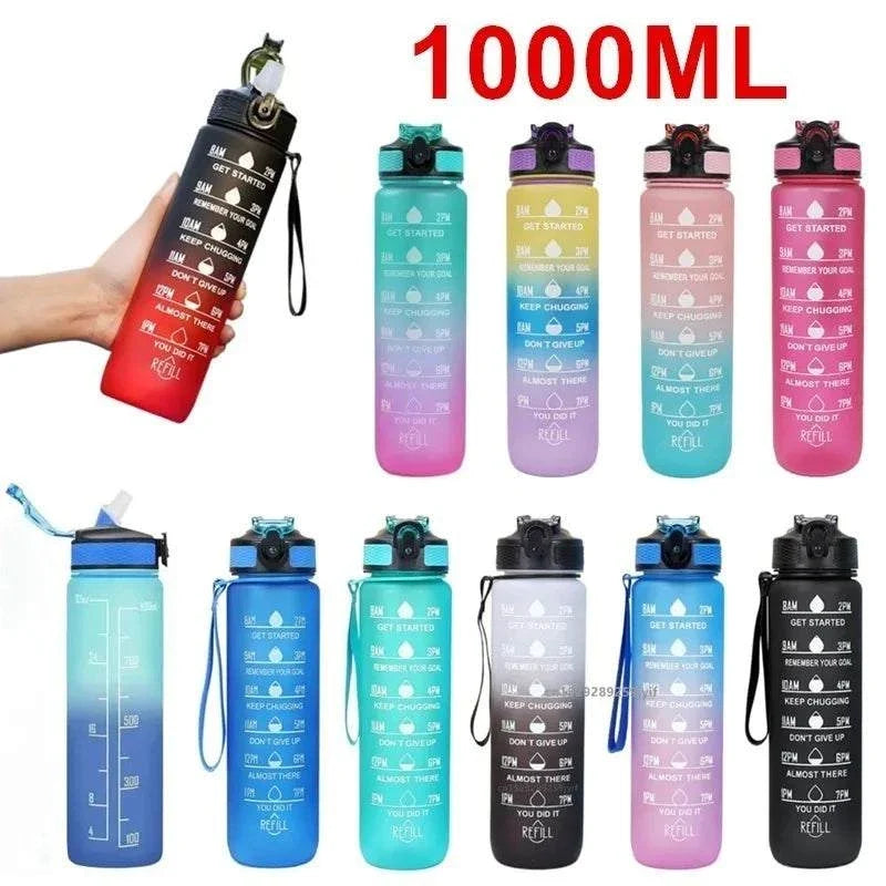 gourde everyday velyena 1 litre avec paille anti-fuite et repères de temps