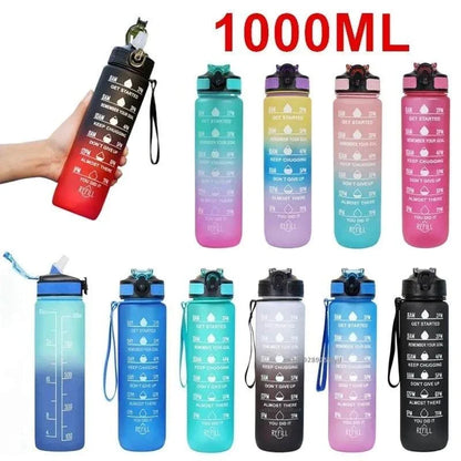 gourde everyday velyena 1 litre avec paille anti-fuite et repères de temps