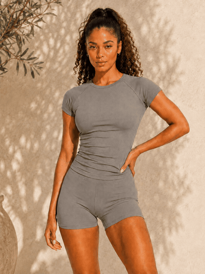 Ensemble Duo VELYENA – Ensemble Sport 2 Pièces T-shirt & Legging Femme